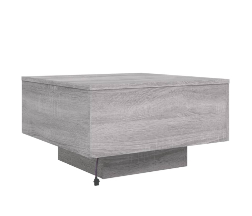 Mesa de centro con luces LED gris Sonoma 55x55x31 cm