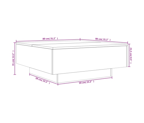 Mesa de centro madera de ingeniería blanco 80x80x31 cm