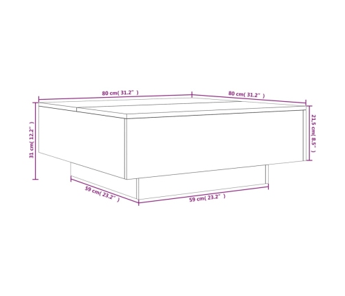 Mesa de centro madera de ingeniería roble Sonoma 80x80x31 cm