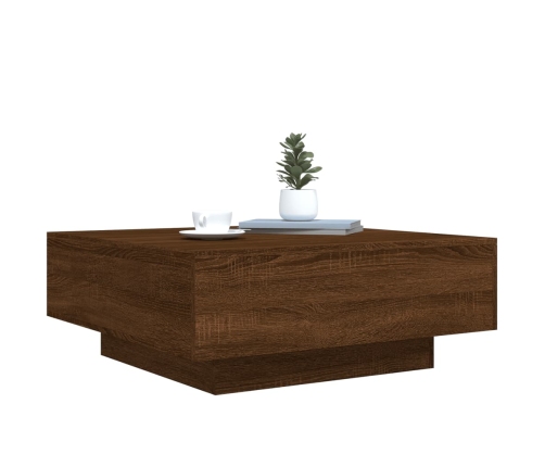 Mesa de centro madera de ingeniería roble marrón 80x80x31 cm