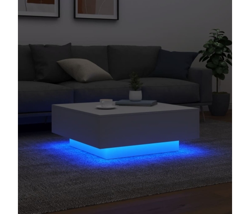 vidaXL Mesa de centro con luces LED blanco 80x80x31 cm