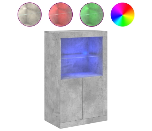 Aparador con luces LED madera de ingeniería gris hormigón