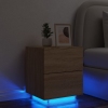 Mesita de noche con luces LED madera de ingeniería roble Sonoma