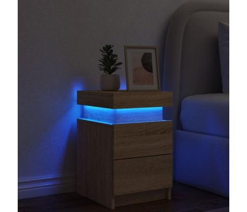 Mesita de noche con luces LED roble Sonoma 35x39x55 cm