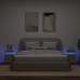 Mesitas de noche con luces LED 2 uds roble Sonoma 35x39x55 cm