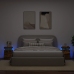 Mesitas de noche con luces LED 2 uds roble ahumado 35x39x55 cm