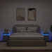 Mesitas de noche con luces LED 2 uds gris Sonoma 35x39x55 cm