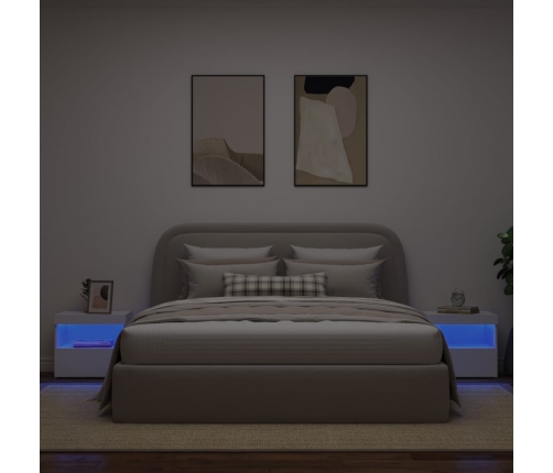 Mesitas de noche con luces LED 2 unidades blanco 50x40x45 cm