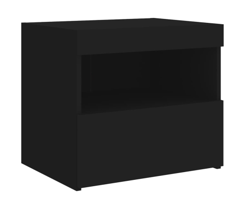 Mesitas de noche con luces LED 2 unidades negro 50x40x45 cm