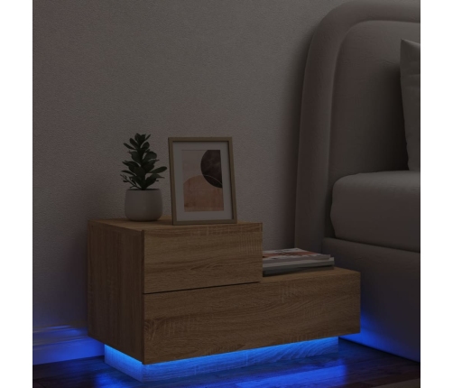 Mesita de noche con luces LED roble Sonoma 70x36x40,5 cm