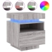 Mesita de noche con luces LED gris Sonoma 40x39x48,5 cm