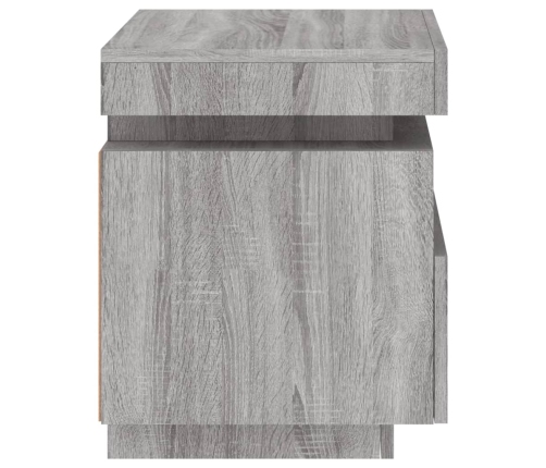 Mesita de noche con luces LED gris Sonoma 40x39x48,5 cm