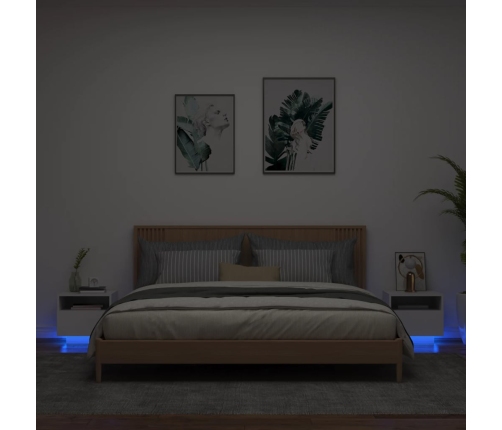 Mesitas de noche con luces LED 2 unidades blanco 40x39x37 cm