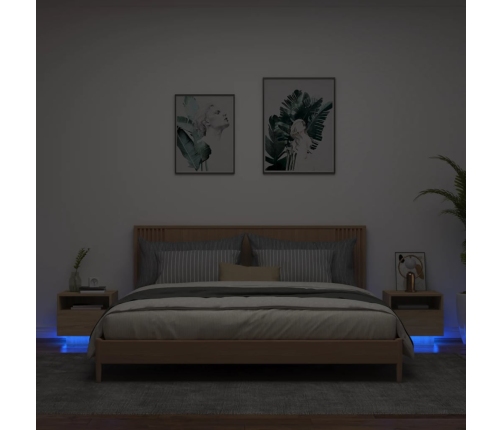 Mesitas de noche con luces LED 2 uds roble Sonoma 40x39x37 cm