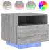 Mesitas de noche con luces LED 2 uds gris Sonoma 40x39x37 cm