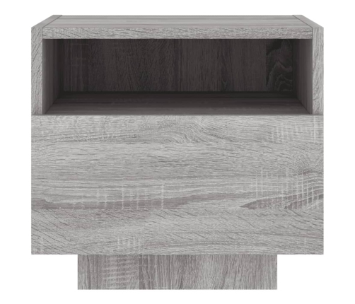 Mesitas de noche con luces LED 2 uds gris Sonoma 40x39x37 cm