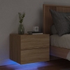 Mesita de noche de pared con luces LED roble Sonoma