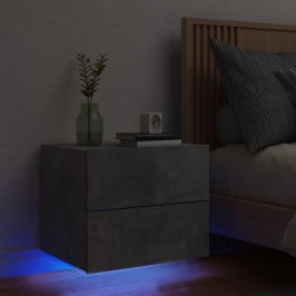 Mesita de noche de pared con luces LED gris hormigón