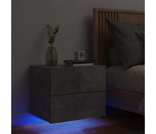 Mesita de noche de pared con luces LED gris hormigón