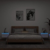 vidaXL Mesitas de noche de pared con luces LED 2 unidades blanco