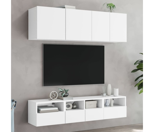 Muebles de pared TV 2 uds madera ingeniería blanco 40x30x30 cm