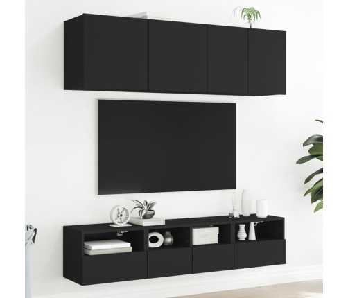 Mueble de pared para TV madera de ingeniería negro 40x30x30 cm