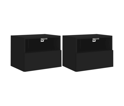 Muebles de pared TV 2 uds madera ingeniería negro 40x30x30 cm