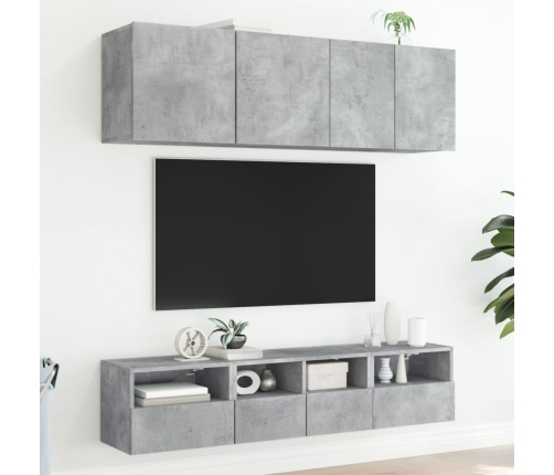 Mueble de pared TV madera ingeniería gris hormigón 40x30x30 cm