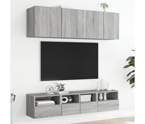 Muebles de pared para TV 2 uds madera gris Sonoma 40x30x30 cm