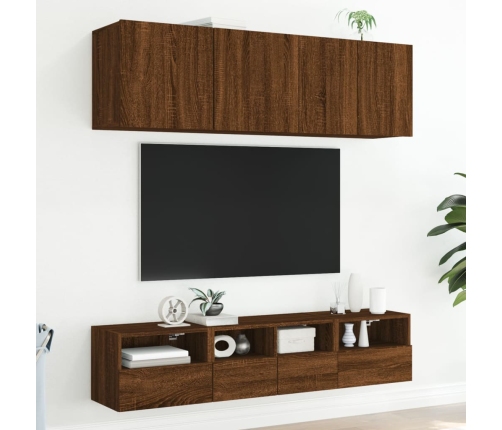 Mueble de pared TV madera ingeniería roble marrón 40x30x30 cm