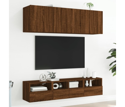 Muebles de pared para TV 2 uds madera roble marrón 40x30x30 cm