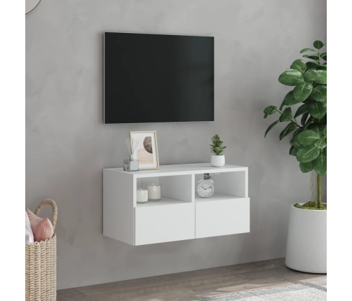 Mueble de TV de pared madera de ingeniería blanco 60x30x30 cm