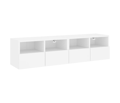 Muebles TV de pared 2 uds madera ingeniería blanco 60x30x30 cm