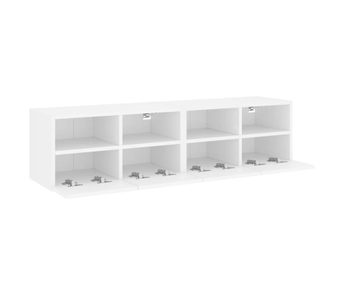 Muebles TV de pared 2 uds madera ingeniería blanco 60x30x30 cm