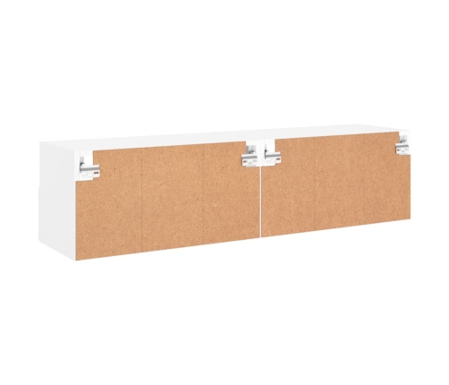 Muebles TV de pared 2 uds madera ingeniería blanco 60x30x30 cm