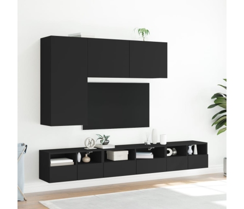 Mueble de TV de pared madera de ingeniería negro 60x30x30 cm