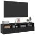 Muebles de TV de pared 2 uds madera ingeniería negro 60x30x30cm