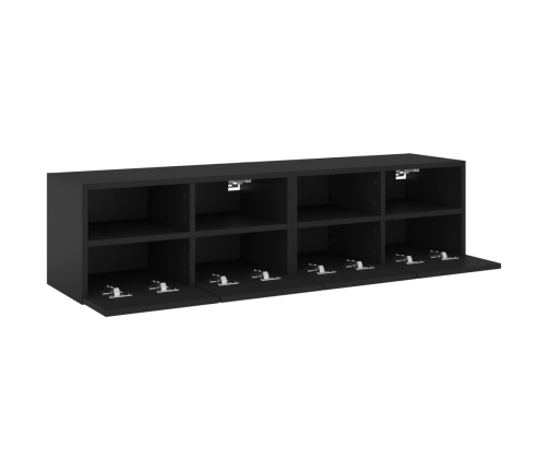 Muebles de TV de pared 2 uds madera ingeniería negro 60x30x30cm