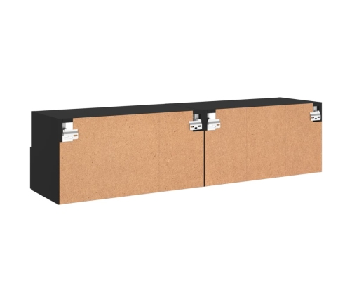 Muebles de TV de pared 2 uds madera ingeniería negro 60x30x30cm