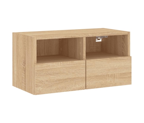 Mueble de TV de pared madera ingeniería roble Sonoma 60x30x30cm