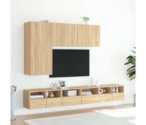 Mueble de TV de pared madera ingeniería roble Sonoma 60x30x30cm