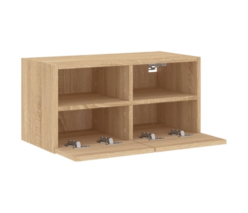 Mueble de TV de pared madera ingeniería roble Sonoma 60x30x30cm