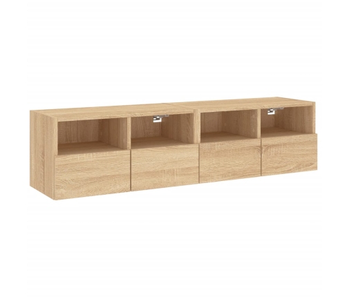 Muebles de TV de pared 2 uds madera roble Sonoma 60x30x30 cm