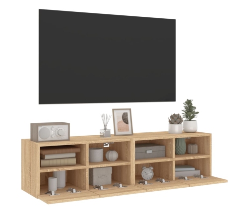 Muebles de TV de pared 2 uds madera roble Sonoma 60x30x30 cm