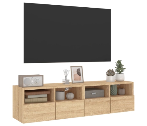 Muebles de TV de pared 2 uds madera roble Sonoma 60x30x30 cm