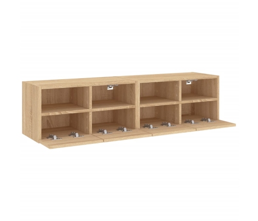 Muebles de TV de pared 2 uds madera roble Sonoma 60x30x30 cm