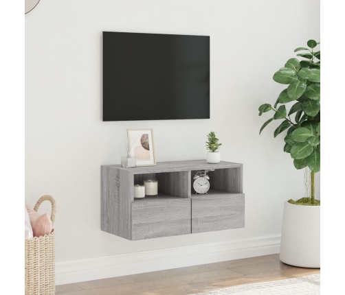 Mueble de pared TV madera de ingeniería Sonoma gris 60x30x30 cm