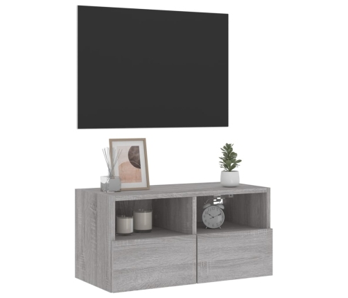 Mueble de pared TV madera de ingeniería Sonoma gris 60x30x30 cm