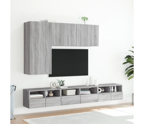 Muebles de pared para TV 2 uds madera gris Sonoma 60x30x30 cm