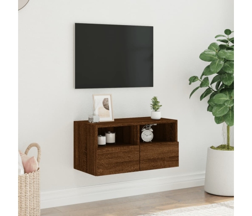 Mueble de pared TV madera ingeniería marrón roble 60x30x30 cm